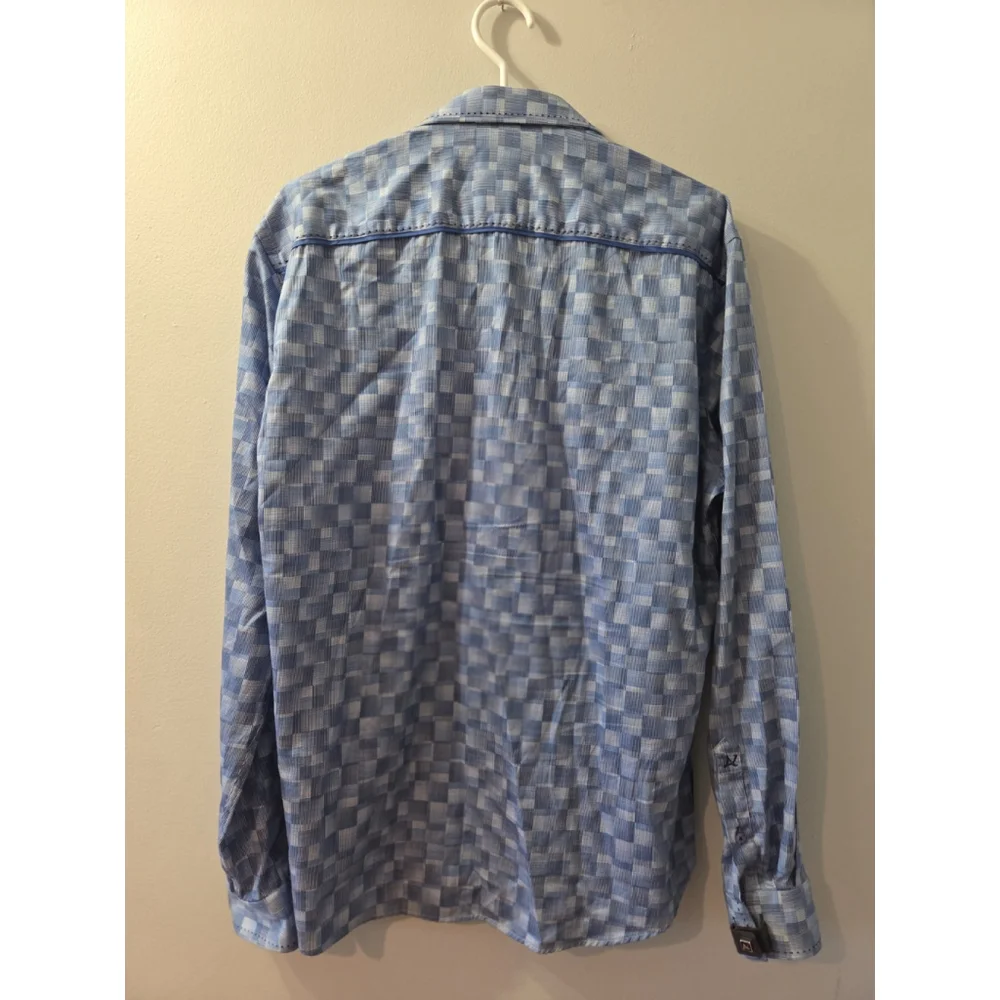 Au Noir Men Long Sleeves Shirt Size 5 Blue Pre-Owned - Picture 5 of 9